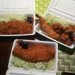 とんかつ美よし - 各種メニューをお弁当にしてもらえます。単品の場合は100円引きとなります。