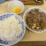 牛丼専門サンボ - 牛皿、玉子
