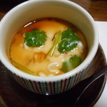 ・・・ - 白子入り茶碗蒸しポン酢がけ