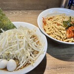 自家製麺 浜一 - 限定『海老ハマン』（1,400円）＋うずら（100円）＋ニラキムチ（150円）、ニンニクコール