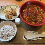 やよい軒 - 料理写真:辛さ3倍辛うま麺唐揚げ定食麦1290円