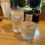 洋風居酒屋＆ラーメン あじまん - ロックグラスに並々と。