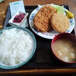 食堂 なすの屋 - ハムメンチ定食850円