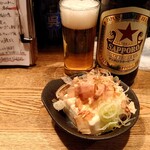 やきとん　たつや - 料理写真:冷奴とビール  少し暖かくなってきたからね～