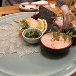 活き造りと明太なべ 小僧 - 