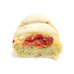 パンデュース - 美味しいセミドライトマトとモッツァレラをのせたバジルのフォカッチャの断面 '15 2月中旬