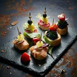 【ひとまず前菜セット】サンセバスチャンスタイル。お酒と愉しむ旬のピンチョス4品