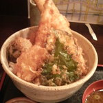 漁師料理 空 - 地穴子海老天丼850円　2