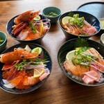 食処 居酒屋 おおとら - 大槌サーモンの炙り丼と海鮮丼(イクラのせ)