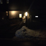 日本料理 たかむら - 2015年1月中旬。残雪の残る高村さん。