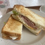 ドトールキッチン - たっぷりハム、ポテサラ、チーズ、lettuceがサンド