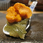 器楽亭 - 雲丹と茄子、蓮華で