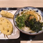 丸亀製麺 - 料理写真:かけ並420円、蓮根120円、かしわ天220円