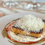 Prés de L'AS - ◉ズワイガニを使ったフレンチトースト カニ味噌と卵黄 グラナパダーノのソース