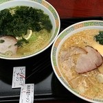 Kamigousa Bisueria Kudarisen Taberinyokochou - 「コーチン卵スープラーメン」（700円）と「あおさ塩ラーメン」（590円）