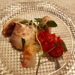Pasta Dining ROTO - 前菜4種　魚、肉、トマト、？一つ分からず