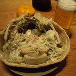 まる屋 - 剥き身をかに味噌和えて戴きます。