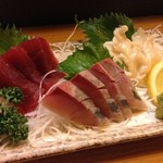 遊人 - 本日のお刺身3点盛(まぐろ,いなだ,ミル貝)(15.3.2)