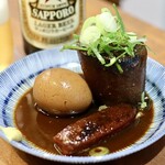 大衆食堂 呑ノ刻 - 味噌おでん（大根・たまご・赤帽）