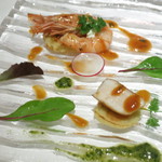 リストランテ サクラ - 天使海老とホタテ貝のクレスペッレ　アメリケーヌソース