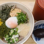 夢庵 - 料理写真:ねばとろそば(倍盛)&泉州水なすの浅漬け