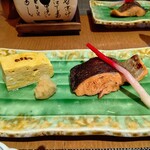 日本料理 からまつ - 信州サーモンの白味噌漬・信州ちゃたまやの卵で作った厚焼玉子