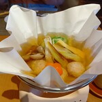 日本料理 からまつ - 信州福味噌鶏つみれ　長野県産きのこ