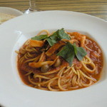 THE ReQ - パスタ　海老とキノコのバジルトマトソース（２０１５．３．５）