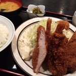 西麻布 三河屋 - 三河屋(海老フライ定食+メンチ)