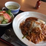 シーサイドラルゴ - チーズハンバーグナポリタン。