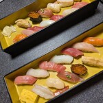 すしざんまい 奥の院 - 「東京花見バスツアー」の夕食でいただいたお寿司。