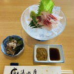 清水屋 - 鯉あらい JPY 1,280  

左のお浸しはサービスで頂きました