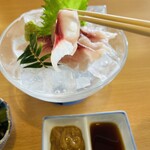 清水屋 - 　　　　　　　　←山椒味噌　　　　山葵醤油→