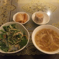状元樓 横浜中華街本店 - 2014/5/16　「蓮ランチ」本日のスープ、サラダ、漬物、海老しゅうまい