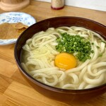 多田製麺所 - 先輩のかけ特大、玉子、おあげ。