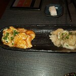 なならく焼肉店 - 左）ミックスホルモン　右）上ミノ
