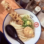 自家製さぬきうどんと肉 新橋甚三 - ちく天玉うどん冷690円