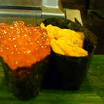 延喜寿し - 上にぎり（イクラ、雲丹）