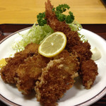 とんかつ松島 - ミックス定食A  串カツと海老フライ 1020円