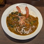 CoCo壱番屋 - 料理写真:桜えびとあさりの春野菜 ソーセージほうれん草 7辛