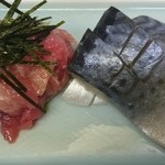 庶民 - マグロ中落ち(300円)&しめ鯖(250円)