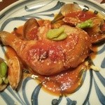 一品屋 - (二周年記念コース)鶏肉のトマトソース仕立てと浅利空豆