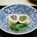 道人 - 青干しゼンマイの信田巻と菜の花の炊き合わせ