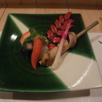 水葵 - 焼穴子。竹に巻いて。