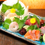 Assortment of five sashimi dishes