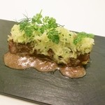 カンテサンス - 鱈の白子と帆立のカネロニ包み、ハニーキャベツ、ゼップ茸ソース✭