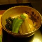 昇月 - 炊き合わせ：新竹の子、蕗、絹さや、わかめの炊合せ