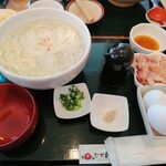 五島うどん びぜん家 - 極楽炊き(温)：1200円＋特盛：150円