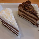 不二家レストラン - ホワイトチョコ生ケーキ290円＆チョコ生ケーキ290円。