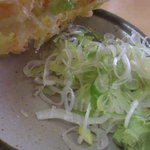 清原うどん - 掻揚げの下に薬味のねぎが